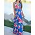 cheap Maxi Dresses-Women&#039;s Sundress A Line Dress Slip Dress Long Dress Maxi Dress Fashion Streetwear Floral Backless Print Vacation Going out Beach Strap Sleeveless Dress Slim White Yellow Red Summer Spring S M L XL XXL