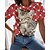 cheap Tees &amp; T Shirts-Women&#039;s T shirt Tee Red Print Cat Heart Daily Weekend Short Sleeve Round Neck Basic Regular 3D Cat Painting S