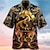 billige herrelejrskjorter-Herre Skjorte Hawaii skjorte Drage Grafiske tryk Aftæpning Sort Hvid Brun Kakifarvet Afslappet Hawaiiansk Kortærmet Trykt mønster Knap ned Tøj Tropisk Mode Hawaiiansk Blødt