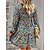 preiswerte Casual Kleider-Damen Lässiges Kleid Blumen Sommerkleid Kleid drucken V Ausschnitt Bedruckt Minikleid Outdoor Täglich Basic Modisch Regular Fit Langarm Blau Orange Grün Frühling Sommer S M L XL