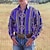 billiga västernskjortor för män-Herr Skjorta Västerländsk skjorta Grafiska tryck Årgång Geometri Nedvikt Gul Blå Purpur Grön Grå Utomhus Gata Långärmad Mönster Button-Down Kläder Mode Designer Ledigt Mjukt