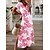 cheap Casual Dresses-Women&#039;s Casual Dress T Shirt Dress Tee Dress Summer Dress Long Dress Maxi Dress Basic Casual Floral Split Print Outdoor Daily Vacation V Neck Short Sleeve Dress Loose Fit Yellow Pink Blue Spring