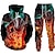 cheap Men&#039;s Printed Hoodie Outfits-Men&#039;s Tracksuit Hoodies Set Black Red Orange Dark Gray Hooded Graphic Dragon 2 Piece Print Sports &amp; Outdoor Casual Sports 3D Print Streetwear Designer Basic Spring Fall Clothing Apparel Hoodies