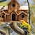 billiga fågelskådning på bakgården och vilda djur-fågelhus för utomhus, 6 hål handgjord träfågelhus, retro villastil stor fågelhus för utefåglar, trädgårdsdekorationer