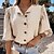 cheap Blouses &amp; Shirts-Women&#039;s Shirt Blouse White Pink Button Plain Casual Long Sleeve V Neck Basic Regular S