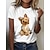 cheap Tees &amp; T Shirts-Women&#039;s T shirt Tee zg4 zg1 zg2 Print Cat Dog Daily Weekend Short Sleeve Round Neck Basic Regular white XS