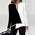 cheap Blouses &amp; Shirts-Women&#039;s Blouse Shirt Black Asymmetric Color Block Long Sleeve V Neck Streetwear Casual Regular S