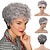 baratos peruca mais velha-perucas cinzas curtas para mulheres brancas perucas onduladas onduladas cinza prata misturadas com franja branca vovó perucas sintéticas de cabelo curto