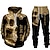 cheap Men&#039;s Hoodies &amp; Sweatshirts-Men&#039;s Tracksuit Hoodies Set Red Blue Gold Brown Brown 2 Hooded Graphic Skull 2 Piece Print Sports &amp; Outdoor Casual Sports 3D Print Basic Streetwear Designer Fall Spring Clothing Apparel Hoodies