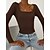 Χαμηλού Κόστους Βασικές Γυναικείες Μπλούζες-Γυναικεία Μπλουζάκι Κουρελού Συμπαγές / Απλό χρώμα Κλασσικό Τετράγωνο Κανονικό Άνοιξη &amp; Χειμώνας Μαύρο Σκούρο καφέ Γκρίζο Λευκό