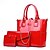 cheap Bag Sets-Women&#039;s Bag Set Patent Leather PU Leather 3 Pcs Purse Set Shopping Zipper Black Red Blue