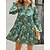 cheap Casual Dresses-Women&#039;s Casual Dress Floral Summer Dress Print Dress V Neck Print Mini Dress Outdoor Daily Basic Fashion Regular Fit Long Sleeve Blue Orange Green Spring Summer S M L XL