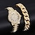 Недорогие Кварцевые часы-Женские часы с бриллиантами, золотые часы, женские наручные часы, люксовый бренд, женские часы со стразами, часы с браслетом, женские часы relogio feminino
