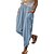 baratos Calça de linho de algodão simples-calças femininas de algodão e linho com bolsos laterais, perna larga, soltas, casuais, verão, outono, branco, azul claro, s 2xl