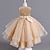 billige Barn-barn jentekjole paljett tyll kjole midikjole ytelse paljetter rund hals ermeløs elegant kjole 3-13 år sommergull med hodeplagg for jenter