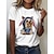 cheap Tees &amp; T Shirts-Women&#039;s T shirt Tee zg4 zg1 zg2 Print Cat Dog Daily Weekend Short Sleeve Round Neck Basic Regular white XS
