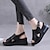 cheap Women&#039;s Sandals-Women&#039;s Sandals Wedge Sandals Platform Sandals Ankle Strap Sandals Outdoor Daily Solid Color Summer Platform Wedge Heel Peep Toe Vintage Casual PU Leather Faux Leather Buckle Black Red Beige