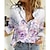 cheap Blouses &amp; Shirts-Women&#039;s Shirt Blouse Purple Button Print Floral Daily Holiday Long Sleeve Shirt Collar Basic Regular Floral S