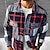 cheap Flannel Shirts-Men&#039;s Flannel Shirt Shirt Jacket Shacket Shirt Plaid / Check Turndown Red Street Daily Long Sleeve Button-Down Clothing Apparel Basic Fashion Casual Comfortable