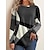 cheap Hoodies &amp; Sweatshirts-Women&#039;s T shirt Tee Color Block Long Basic Geometic Round Neck Winter Standard Green Blue Purple Red Grey