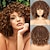 ieftine Peruci Calitative-perucă creț creț maro ombrit pentru femei negre peruci afro ondulate scurte cu breton perucă sintetică afro-americană cu păr complet de 14 inci