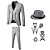 cheap Historical &amp; Vintage Costumes-Vintage Roaring 20s 1920s Outfits Suits &amp; Blazers Accesories Set Three Piece Suit The Great Gatsby Gentleman Men&#039;s Solid Color Halloween V Neck Halloween Halloween Cravat