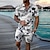 cheap Men&#039;s 3D Polo Sets-Men&#039;s Polo Shirt Hawaiian Polo Shirt Golf Shirt Polo Set Floral Graphic Skull Leaves Turndown Black White Wine Red Street Casual Short Sleeve Zipper Print Clothing Apparel Fashion Designer Casual