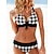 cheap Bikini Sets-Women&#039;s Swimwear Plus Size Tankini 2 Piece Swimsuit Plaid Polka Dot Black Blue Crop Top Bathing Suits Summer Sports