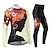 cheap Women&#039;s Clothing Sets-Women&#039;s Cycling Jersey with Tights Long Sleeve Mountain Bike MTB Road Bike Cycling Winter Black Fuchsia Red+Black Floral Botanical Bike Thermal Warm Fleece Lining Windproof Breathable Anatomic Design