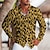 billige grafiske skjorter til mænd-Herre Skjorte Leopard Grafiske tryk Aftæpning Hvid Gul Blå Grøn udendørs Gade Langærmet Trykt mønster Knap ned Tøj Tropisk Mode Designer Blødt