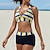 저렴한 비키니 세트-여성용 수영복 비키니 보통 수영복 줄무늬 꽃 2개 인쇄 블랙 옐로우 핑크 루비 오렌지 수영복 비치 웨어 여름 스포츠