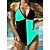 cheap One-Pieces-Women&#039;s Swimwear Normal One Piece Swimsuit Color Block Printing Black White Blue Sky Blue Green Bodysuit Bathing Suits Beach Wear Summer Sports