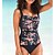 cheap Women&#039;s Swimwears-Women&#039;s Swimwear One Piece Bikini Normal Swimsuit Backless Tummy Control Push Up Striped Printing Black White Yellow Red Blue Padded Scoop Neck Bathing Suits New Casual Sexy
