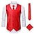 cheap Historical &amp; Vintage Costumes-Men&#039;s Vest Tie Set Paisley Floral Jacquard Necktie Pocket Square 3PCS Waistcoat Retro Vintage Rococo for Suit or Tuxedo Wedding Party Masquerade