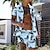 levne Sady pánských košil-Pánské Havajská košile Košilové obleky Táborová košile Grafická košile Aloha košile Lístky Přehnutý Bílá Žlutá Světlá růžová Vodní modrá Trávová zelená 3D tisk Ležérní Denní Krátký rukáv Tlačítko dolů