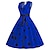 cheap Vintage Print Dresses-Women&#039;s Vintage Tea Dresses Midi Dress Light Blue Blue Golden Sleeveless Print Spring Summer V Neck 1950s Party 2023 Style S M L XL XXL