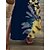 preiswerte Casual Kleider-Damen Casual kleid Kleid drucken kleid lang Modisch Strassenmode Blumen Gespleisst Bedruckt Outdoor Täglich Ausgehen V Ausschnitt Kurzarm Kleid Regular Fit Marineblau Sommer Frühling S M L XL XXL