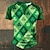 billige herre henley t-shirt-st.patrick&#039;s day clovers t-shirt herre 3d skjorte til st. Patricks dag | grøn bomuld | grafisk plaid farveblok modedesigner komfortabel herre 3d print henley tee daglig st.patrick&#039;s