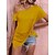 cheap Blouses &amp; Shirts-Women&#039;s T shirt Tee Black Yellow Army Green Asymmetric Plain Casual Short Sleeve One Shoulder Basic Regular S