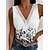 cheap Tank Tops-Women&#039;s Tank Top Black White Red Lace Trims Print Floral Casual Holiday Sleeveless V Neck Basic Regular Floral S