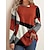 cheap Women&#039;s T-shirts-Women&#039;s T shirt Tee Geometic Office Color Block Red Basic Round Neck Fall Winter