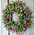 お買い得  人工観葉植物-造花の葉のリース、緑の葉のリース、玄関ドア吊り下げ壁窓用ラウンドリース ウェディングパーティーの装飾 1個 L 45cm(17インチ)