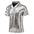 billiga klassisk polo-Herr POLO Shirt Golftröja Nattklubb Kubansk krage Kavajslag Kortärmad Ledigt Vågiga Originell Knapp Fram Normal Silver Svart Guld POLO Shirt