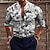 cheap Men&#039;s Floral Shirts-Men&#039;s Shirt Graphic Shirt Floral Stand Collar White+Red Black White Green Gray 3D Print Outdoor Casual Long Sleeve Print Button-Down Clothing Apparel Fashion Designer Casual Comfortable