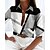 cheap Blouses &amp; Shirts-Women&#039;s Shirt Blouse Gray Button Print Geometric Casual Daily Long Sleeve Shirt Collar Basic Regular Geometric S