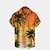 Недорогие мужские гавайские рубашки с отворотом-Муж. Рубашка Гавайская рубашка Графические принты Пальма Отложной Красный Синий Оранжевый Зеленый на открытом воздухе Для улицы Короткие рукава С принтом Кнопка вниз Одежда