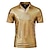 billiga klassisk polo-Herr POLO Shirt Golftröja Nattklubb Kubansk krage Kavajslag Kortärmad Ledigt Vågiga Originell Knapp Fram Normal Silver Svart Guld POLO Shirt