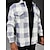 cheap Men&#039;s  Overshirts-Men&#039;s Shirt Overshirt Shirt Jacket Plaid Striped Check Turndown White Long Sleeve Street Daily Button-Down Tops Basic Fashion Casual Comfortable