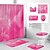 cheap Shower Curtains-4Pcs Shower Curtain Set with Rug Toilet Lid Cover Sets with Non-Slip Rug Bath Mat for Bathroom, Sky Clouds Pattern,Waterproof Polyester Shower Curtain with 12 Hooks,Bathroom Decoration