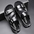 ieftine Sandale Bărbați-sandale bărbați din piele pu sandale plate plajă în aer liber papuci casual clasici sandale respirabile negru maro vară